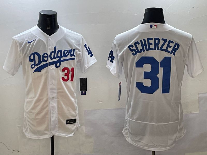 Men Los Angeles Dodgers #31 Scherzer White Elite 2025 Nike MLB Jersey style 320